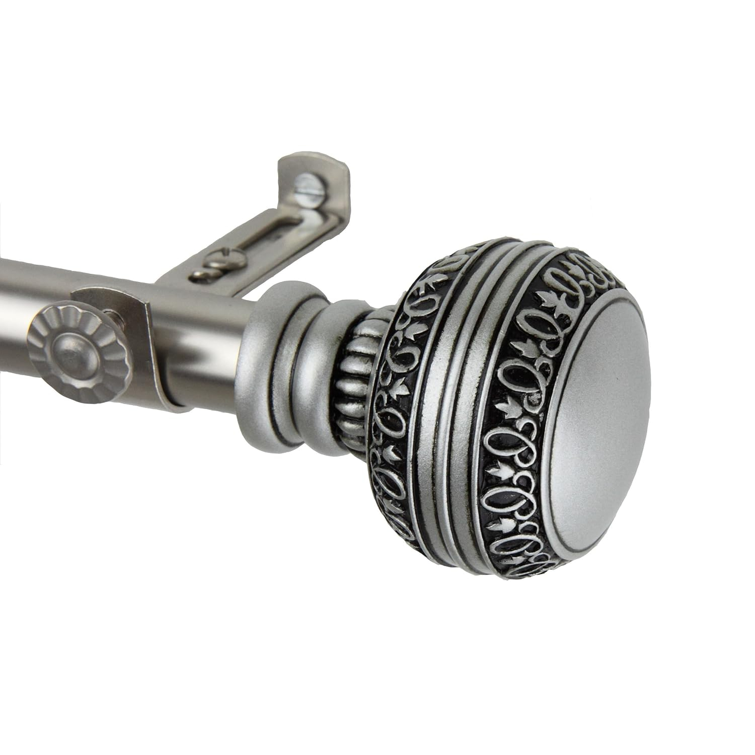 Hart & Harlow Faith 13/16-in 120-in to 170-in Satin nickel Steel Single curtain rod with Finials