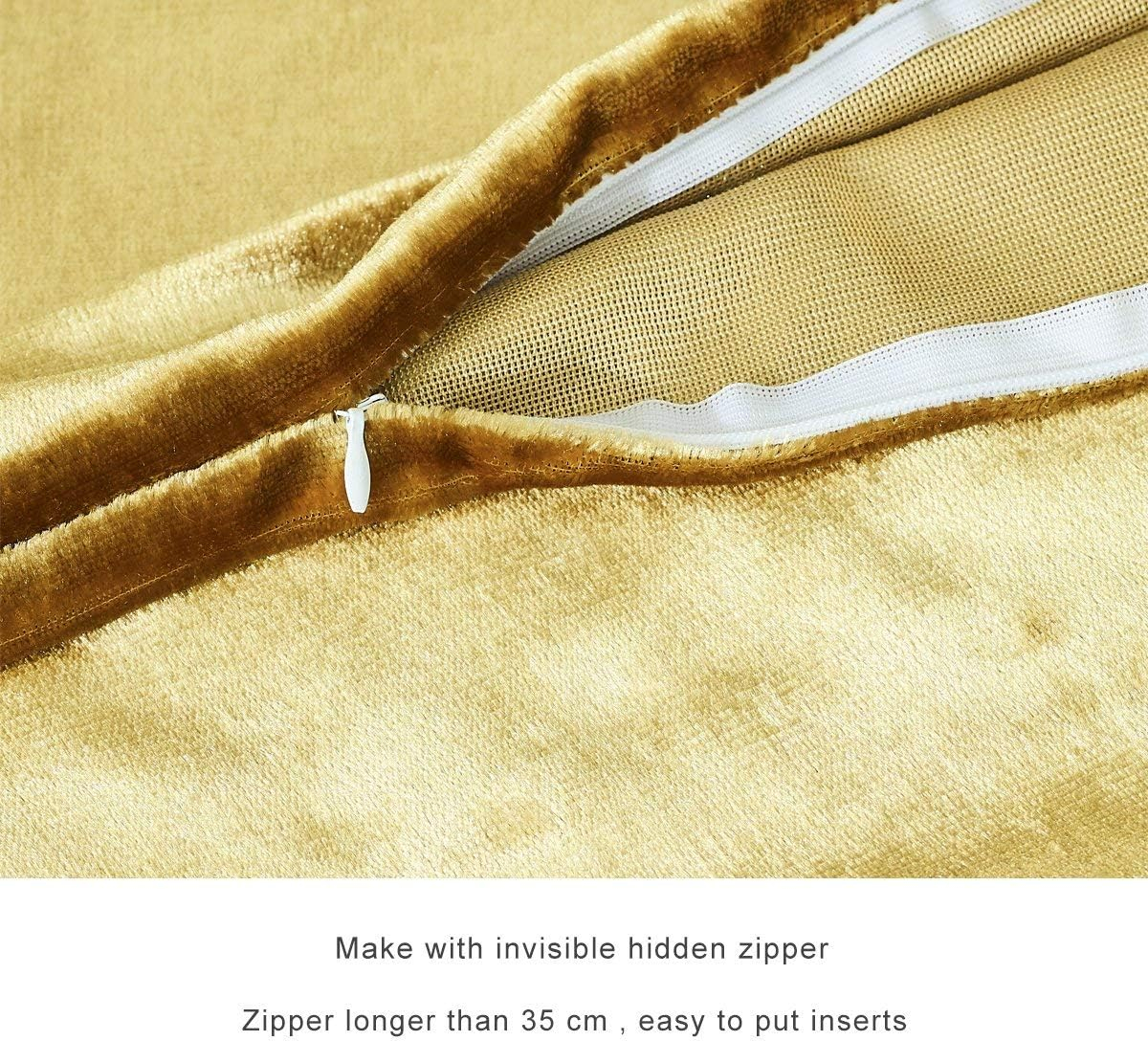 GIGIZAZA Gold Velvet Decorative 20x20 Throw Pillow Covers for Sofa Bed 2 Pack Soft Cushion Cover
