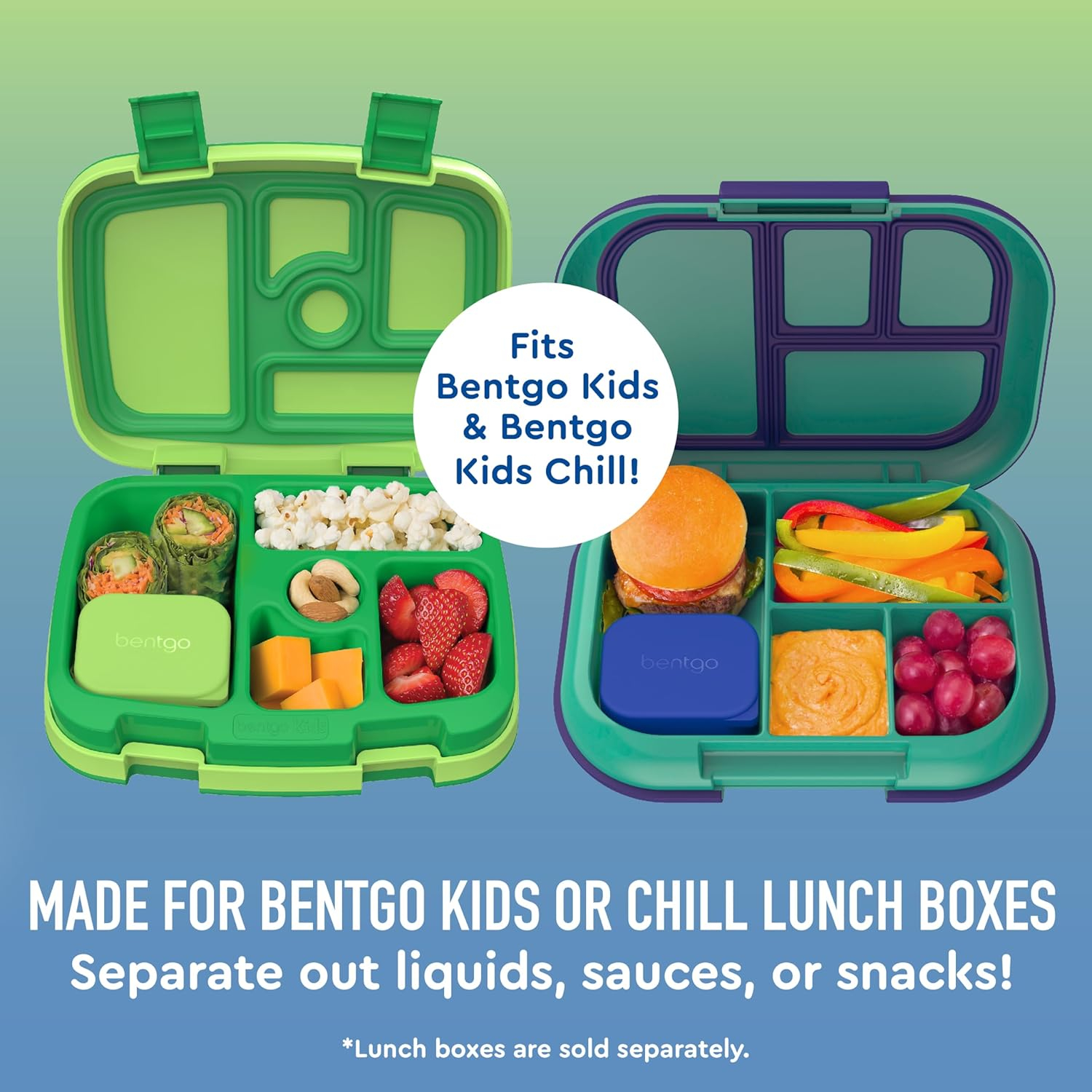 Bentgo Blue and Green Silicone Dipping Sauce Containers Set