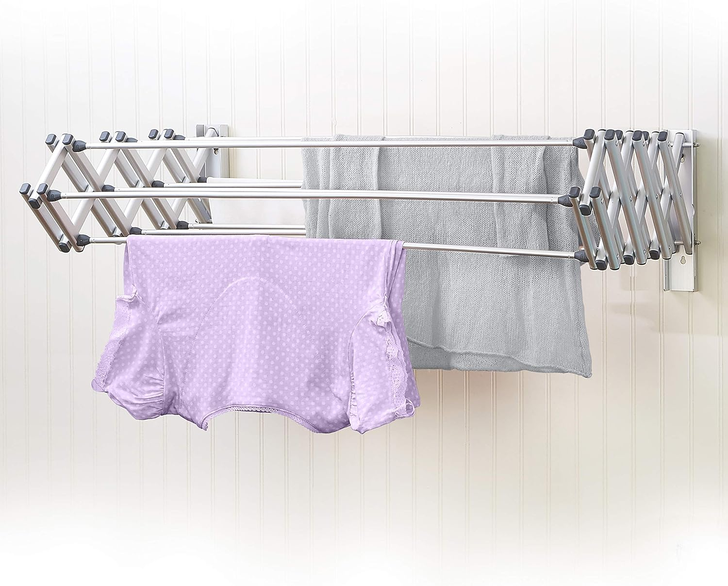Woolite Collapsible Aluminum Wall Clothes Drying Rack, Silver