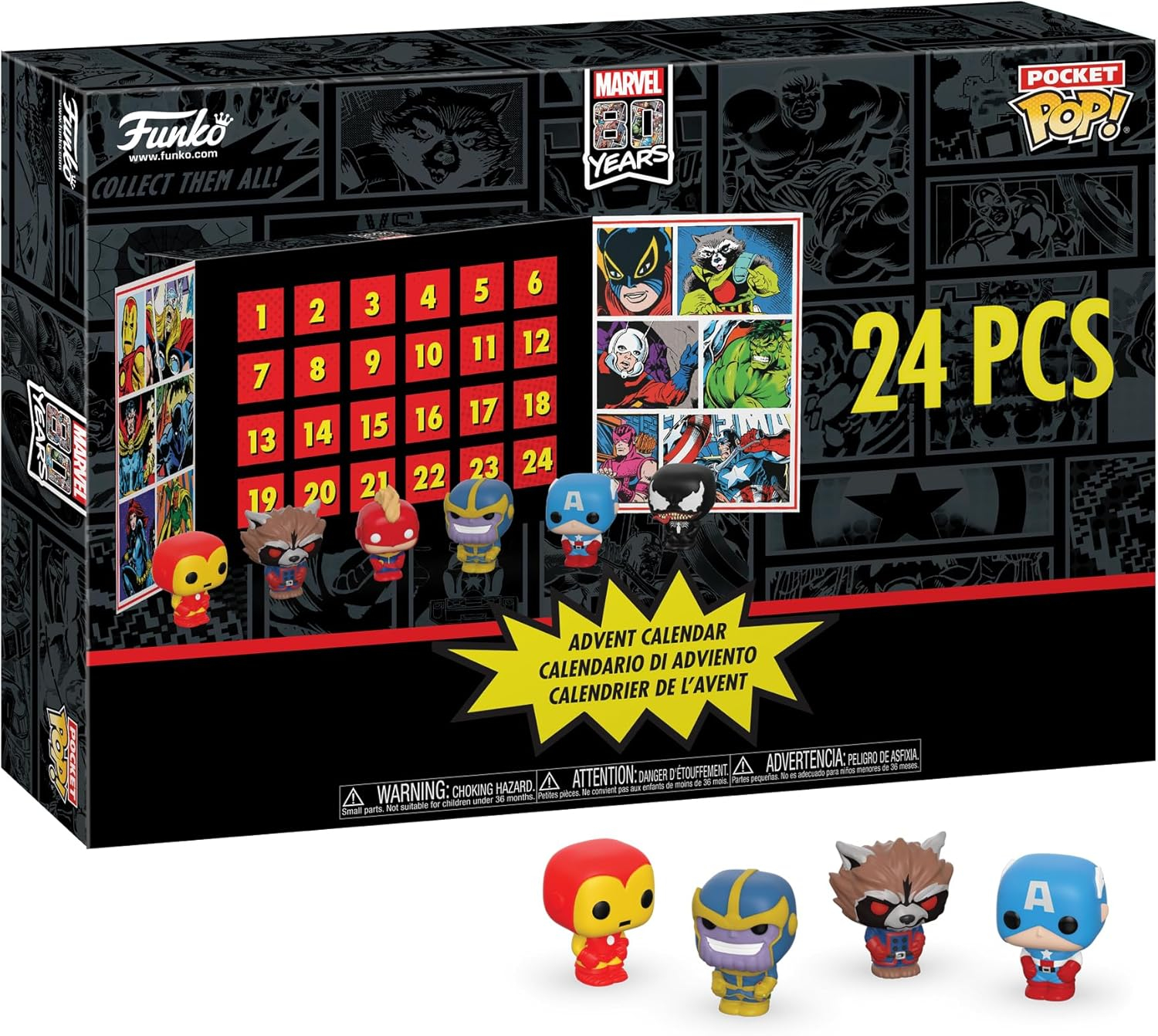 Marvel 80th Anniversary Advent Calendar with 24 Pocket POP Figures