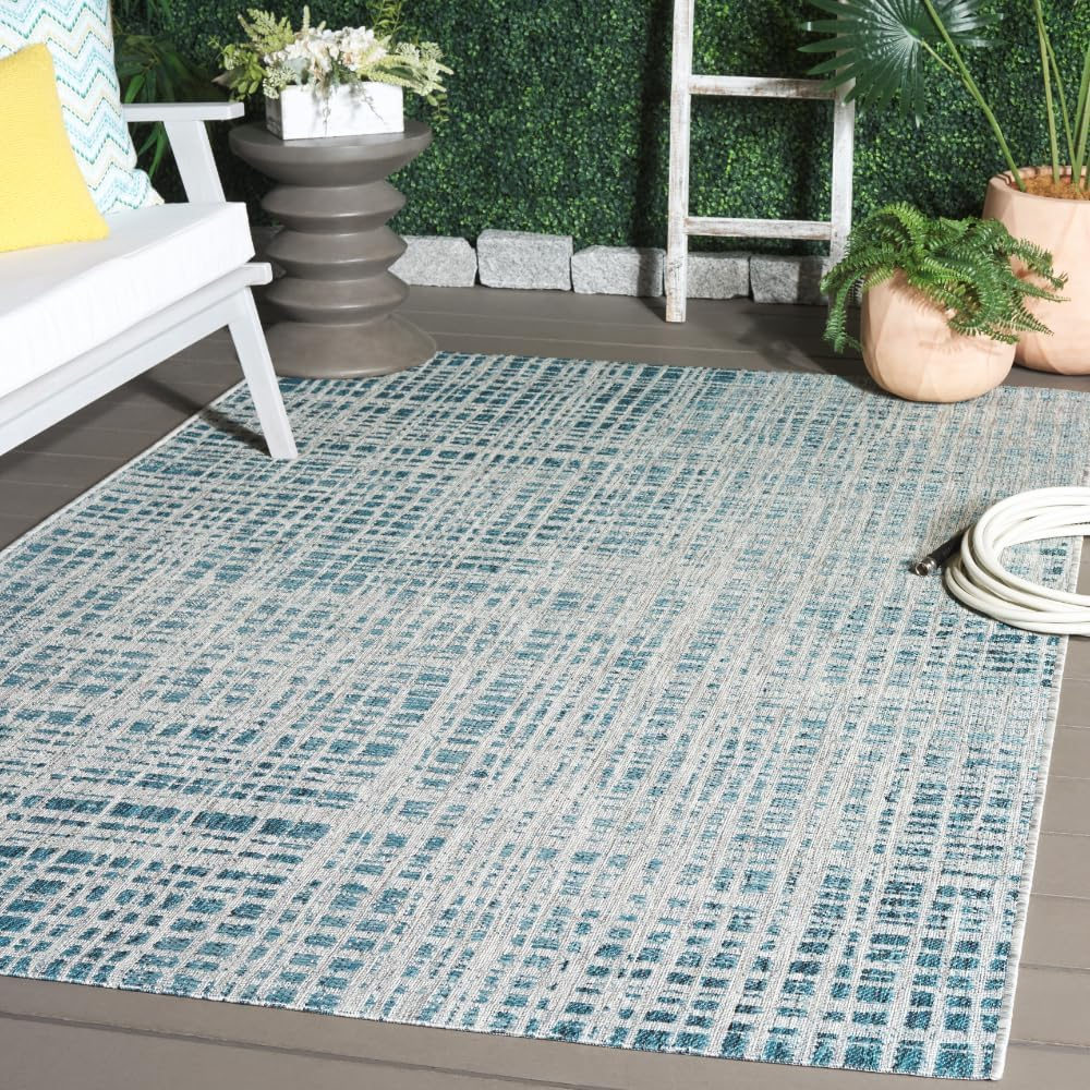 Courtyard CY8513 Power Loomed Indoor/Outdoor Area Rug - Grey/Blue - 5'3"x7'7" - Safavieh.