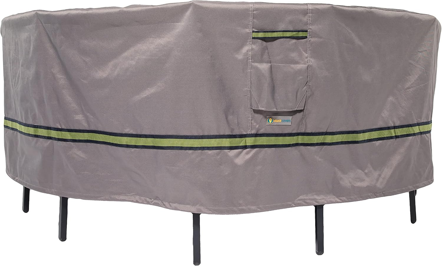 Duck Covers Soteria Waterproof 108 Inch Round Patio Table with Chairs Cover