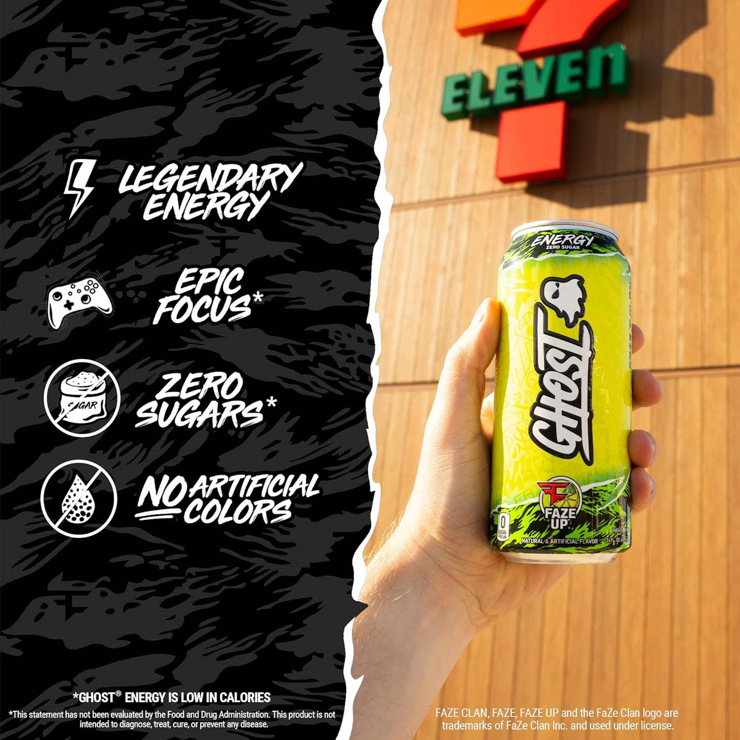 GHOST Energy Performance Energy Drink, Faze Clan "Faze Up" - 12-Pack x 16oz Cans - Energy & Focus - Zero Sugars, 200mg of Natural Caffeine, L-Carnitine & Taurine - Gluten Free & Vegan
