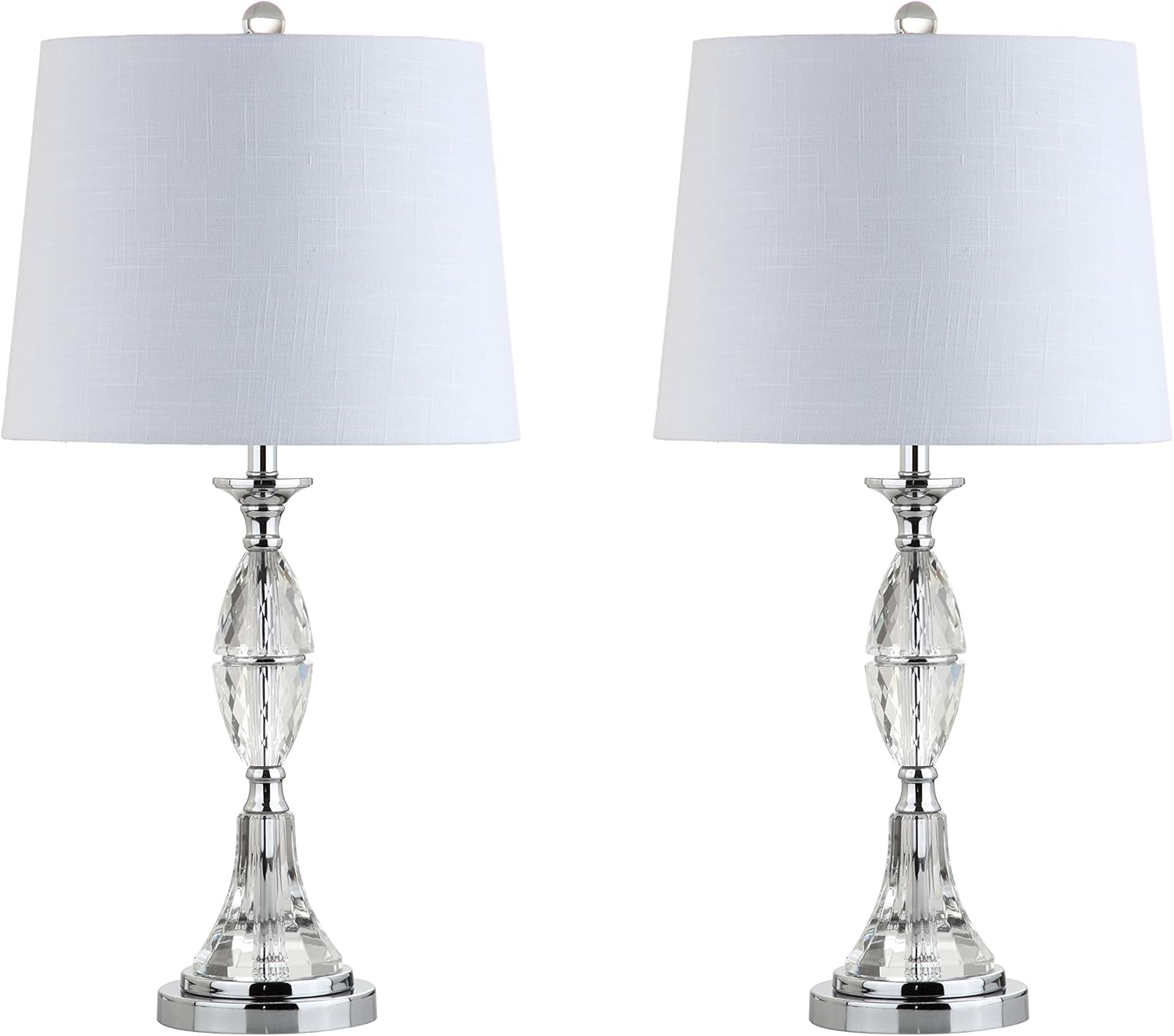 JONATHAN Y JYL2041A-SET2 Set of 2 Table Lamps Reid 25.5" Crystal LED Table Lamp French Country Bedside Desk Nightstand Lamp for Bedroom Living Room Office College Bookcase LED Bulbs Included, Clear