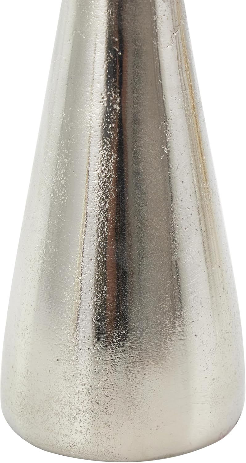 Deco 79 Aluminum Metal Decorative Candle Holder Candle Stand with Varying Shapes, Set of 2 Candlestick Holder 9", 7" H, Silver