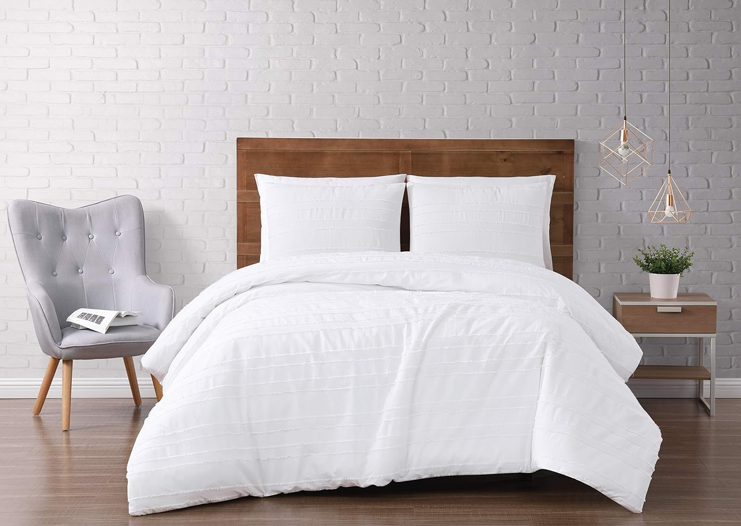 Carlisle White Cotton Full/Queen Duvet Cover Set