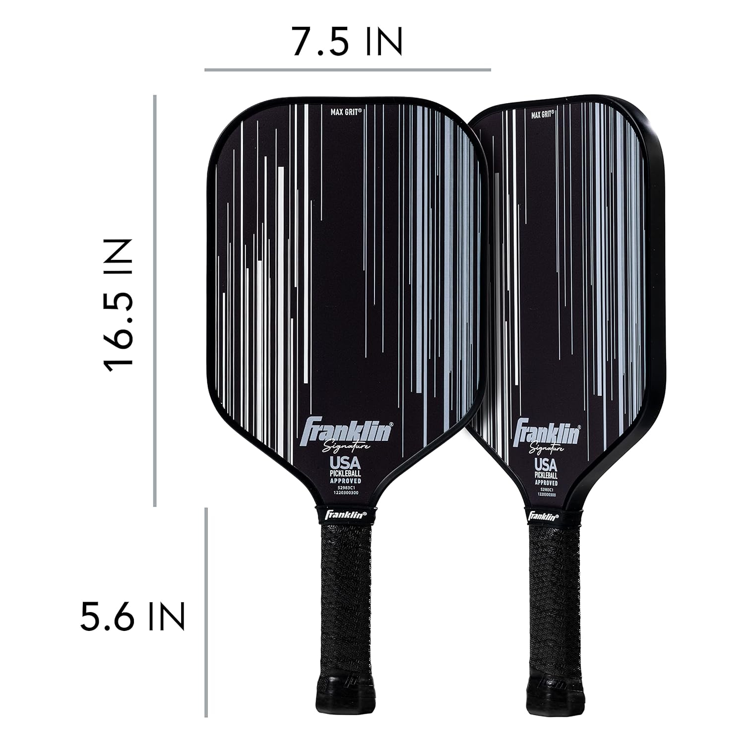 Franklin Sports Pro Pickleball Paddles - Signature Series Pro Pickleball Paddle with MaxGrit Surface - USA Pickleball (USAPA) Approved Tournament Pickleball Paddle - 13mm Polypropylene Core - Black