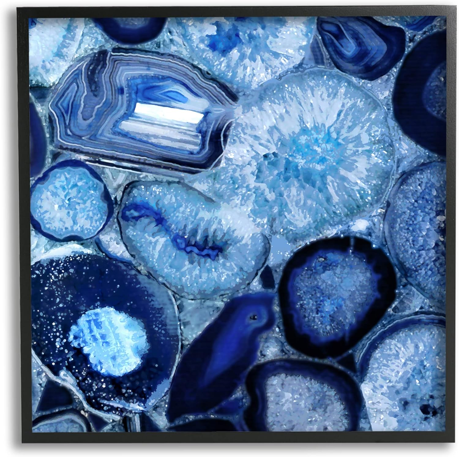 Stupell Agate In Blue Natural Geodes Abstract Painting Black Framed Art Print Wall Art