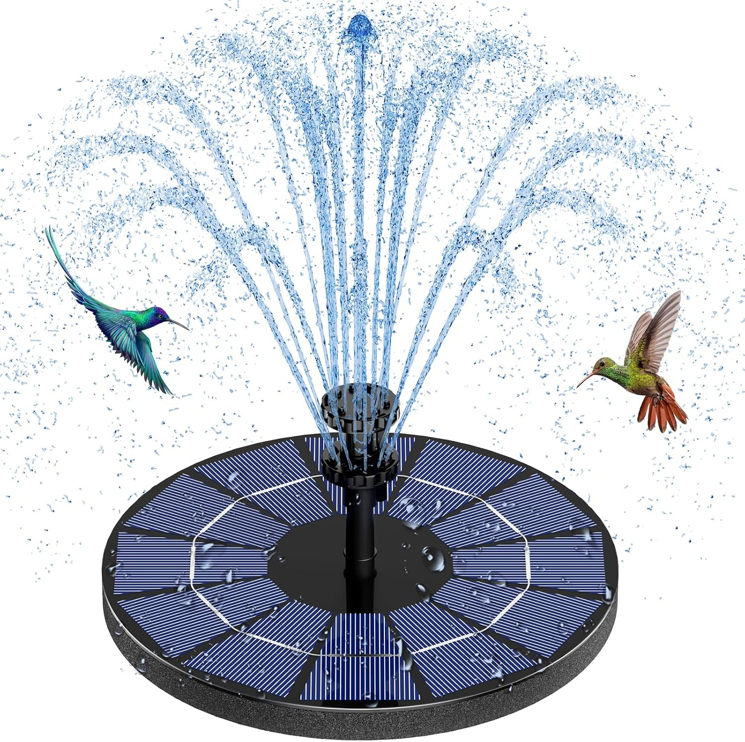AISITIN 3.5W Solar Bird Bath Fountain Built-in 1500mAh Battery, Solar Water Fountain with 6 Nozzles, Solar Floating Fountain Pump for Bird Bath, Fish Tank, Pond, Pool, Garden and Outdoor