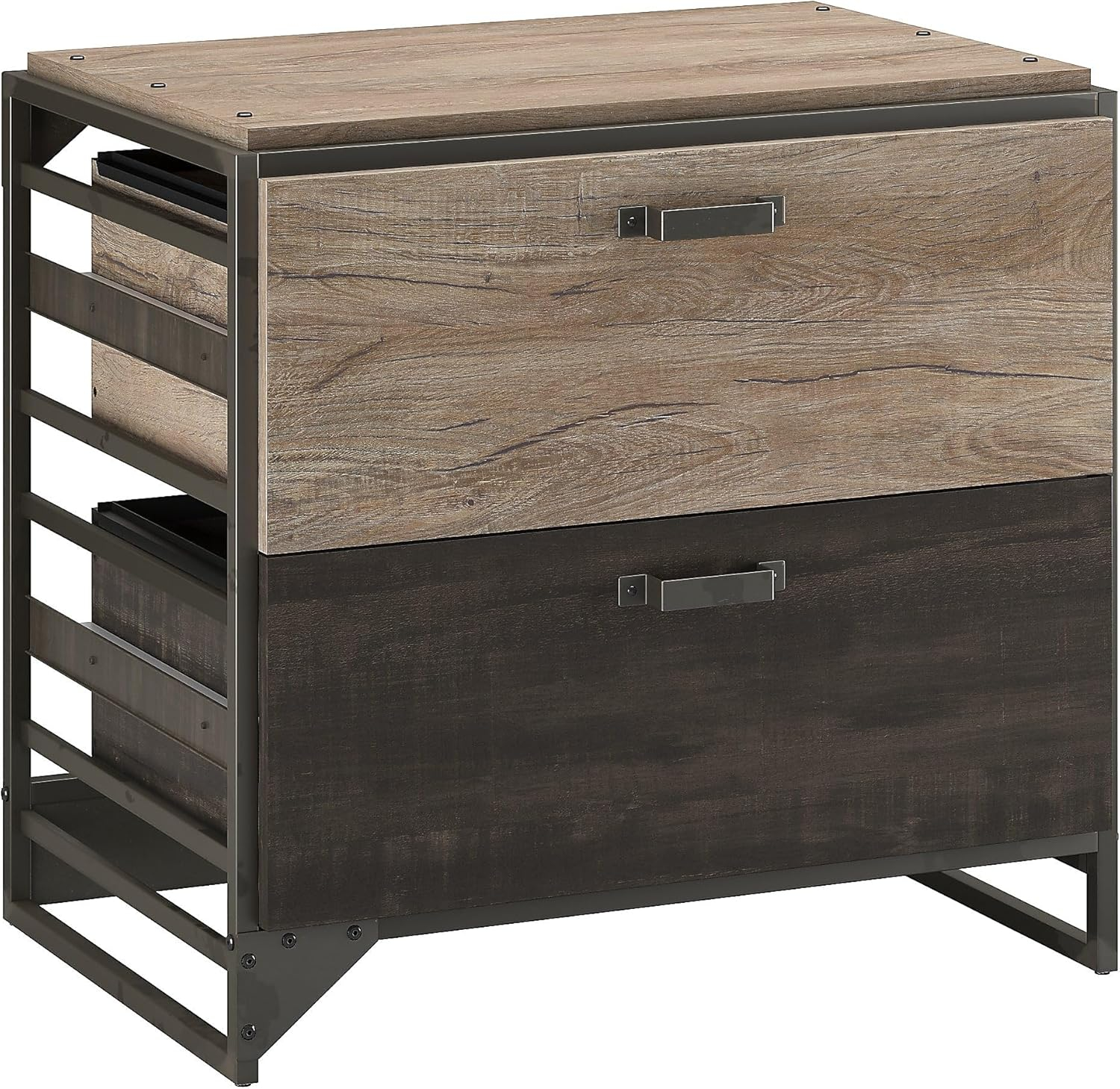 Bush Furniture Refinery Lateral File Cabinet in Rustic Gray