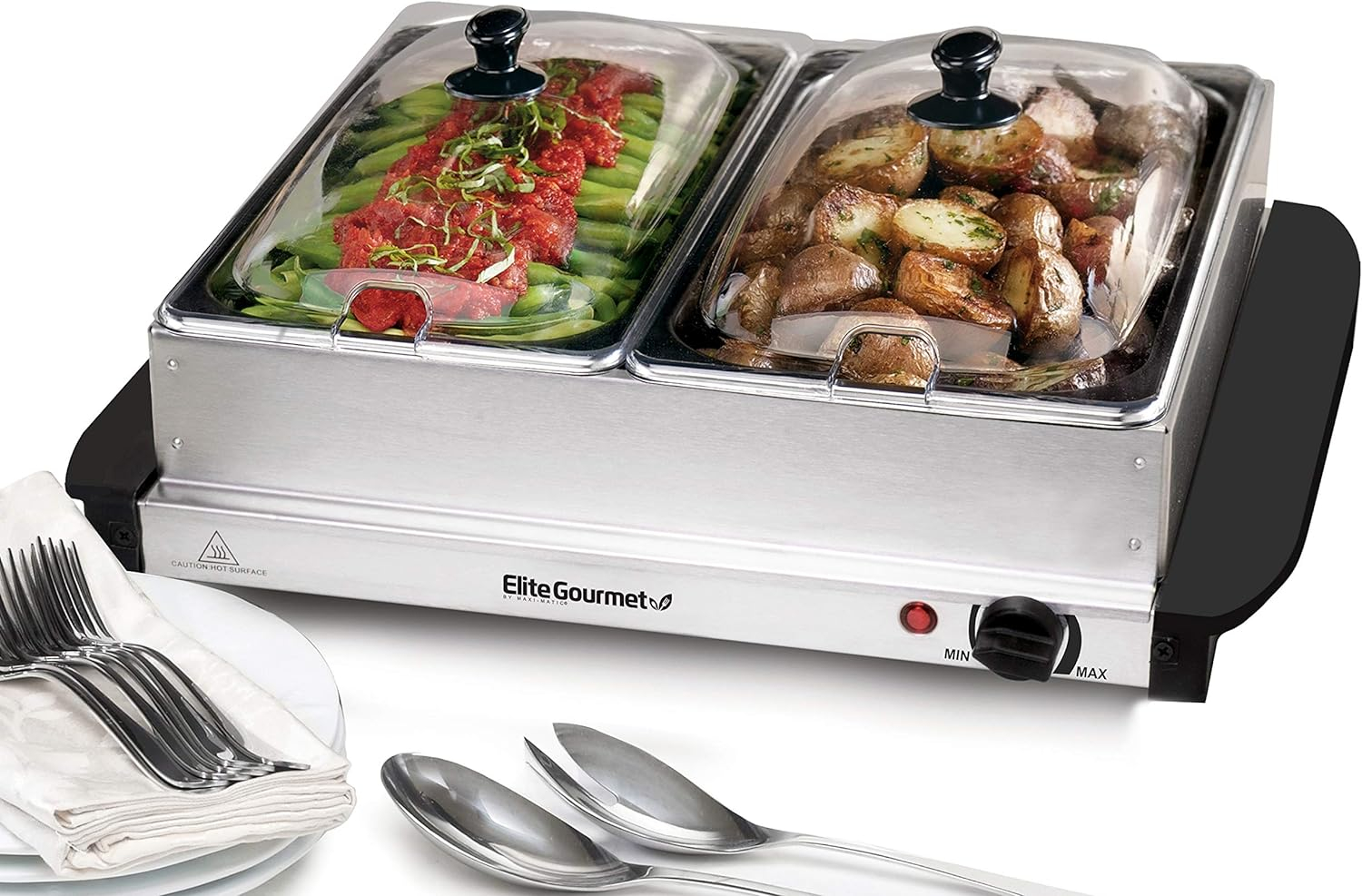 Elite Gourmet 2 x 2.5 Qt. Stainless Steel Electric Buffet Server EWM-6122