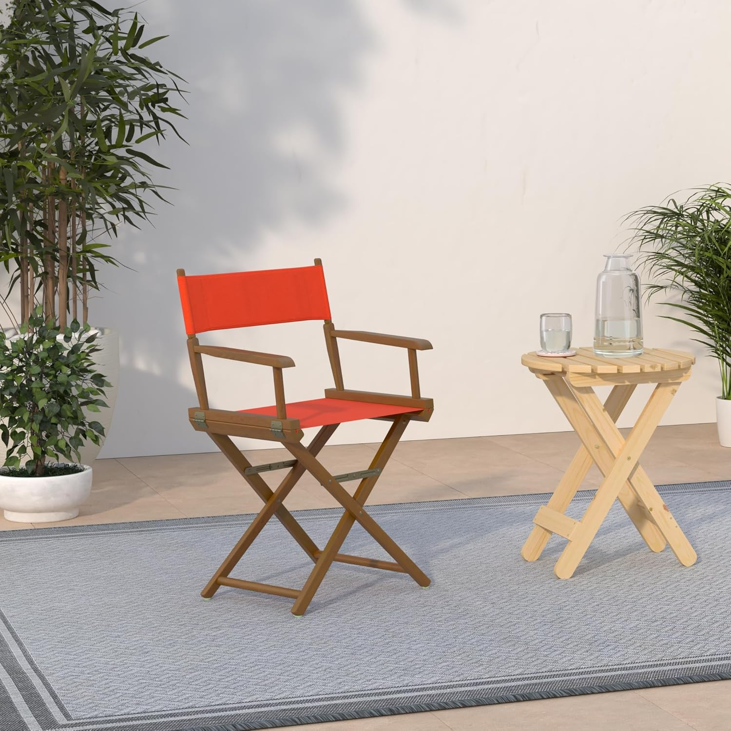 "18" Director's Chair Honey Oak Frame-Orange Canvas"