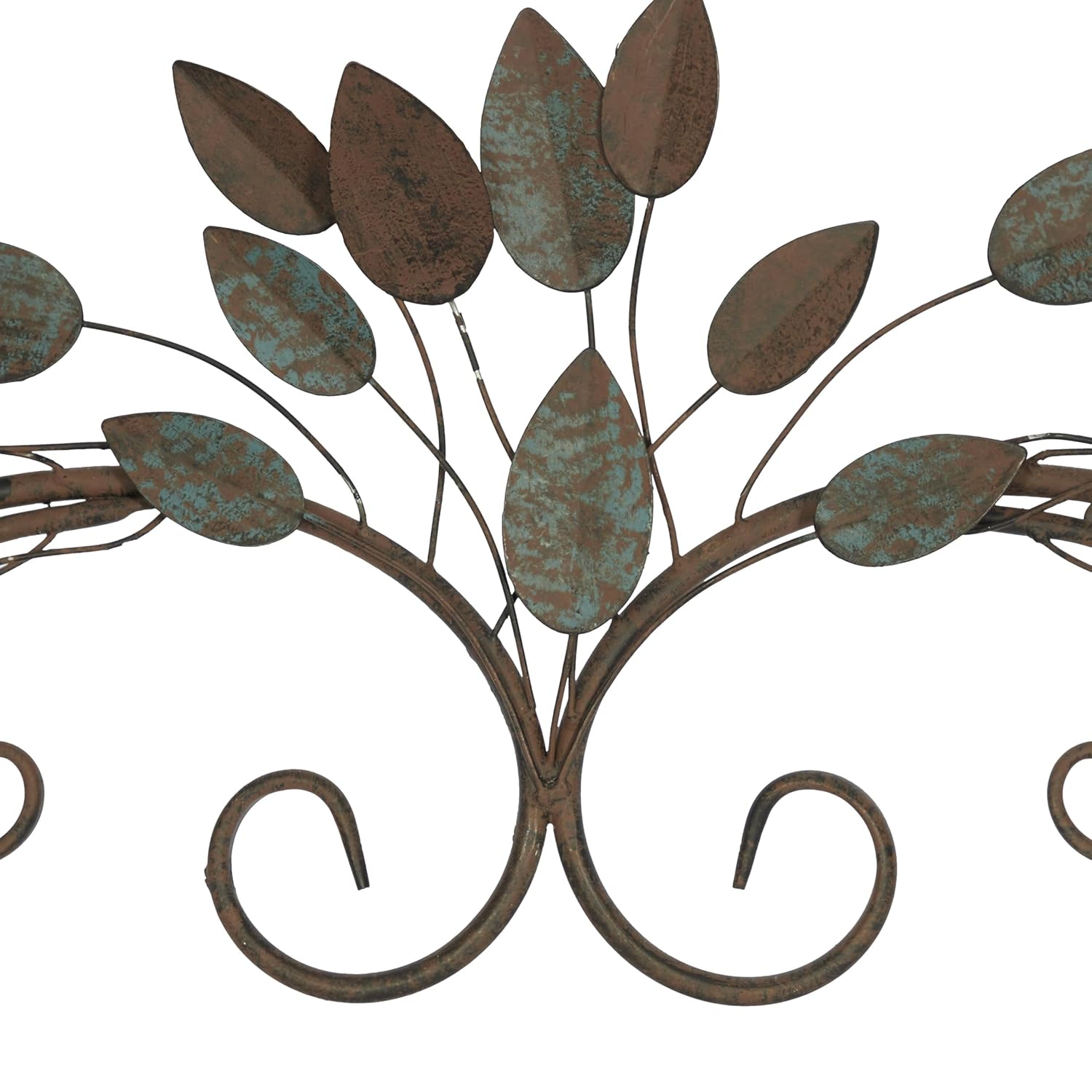 48 in. x  12 in. Metal Blue Leaf Wall Decor