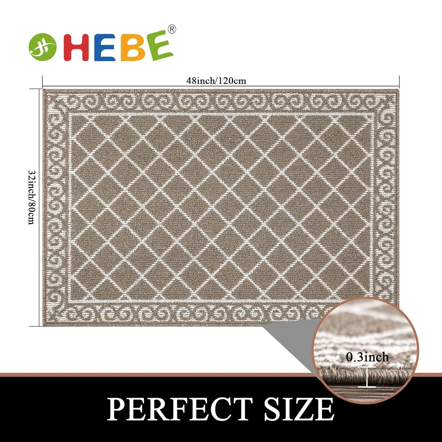 HEBE Indoor Door Mat 32"x48" Non Slip Front Door Welcome Mats Washable Shoe Mats Dirt Trapper for Entryway Low Profile Kitchen Carpet for Entrance Hallways Entrance Mat for Dogs