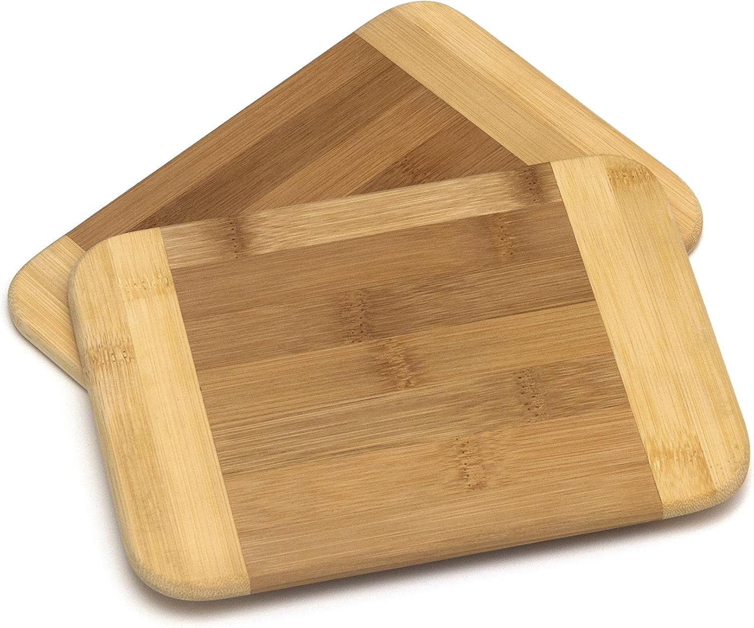 Lipper International 949 Bamboo Wood Two-Tone Kitchen Cutting and Serving Board, Small, 8" x 6" x 5/16", Set of 2