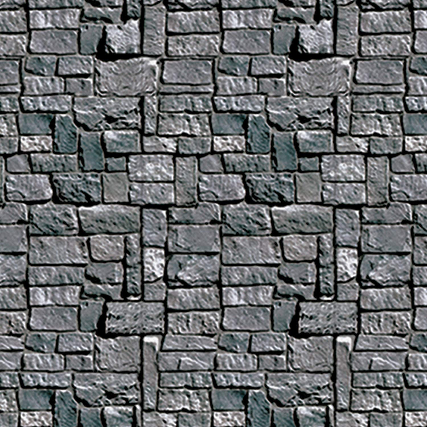 Beistle Brick Stone Wall Backdrops, 4’ x 30’, 2 Pack – Medieval Party Decorations, Medieval Decor Background, Photo Backdrop, Easy to Adhere Wall Covering, Stone Backdrop, Halloween Party Decorations