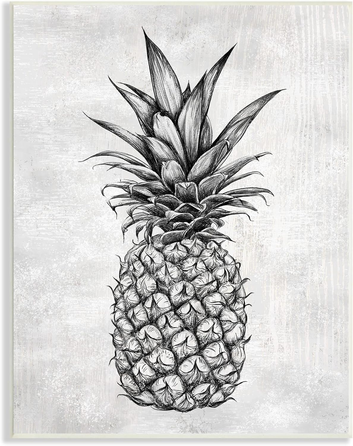 Stupell Industries Bold Pineapple Line Drawing Rustic Pattern Black White, 13 x 19,Design by Ziwei Li