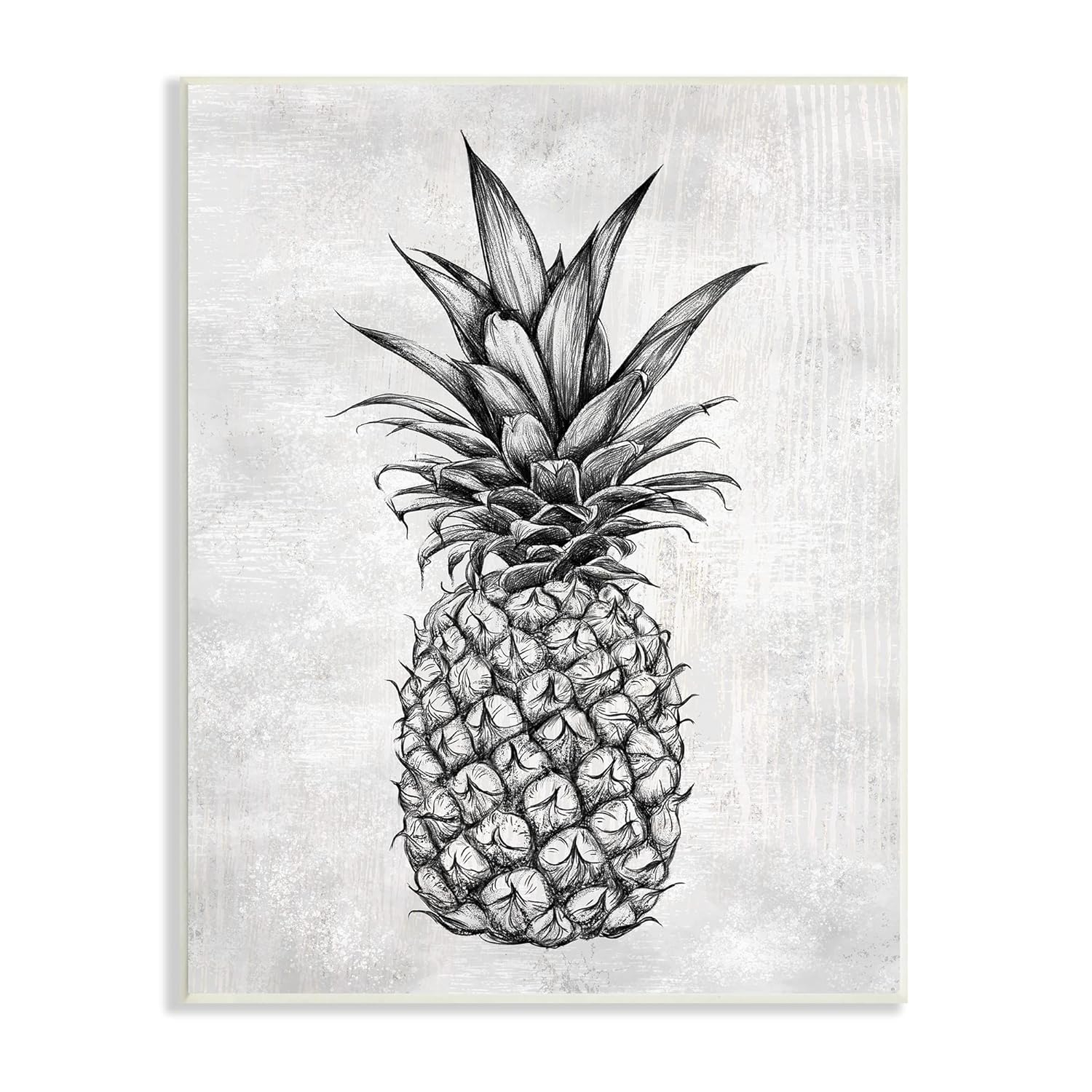 Stupell Industries Bold Pineapple Line Drawing Rustic Pattern Black White, 13 x 19,Design by Ziwei Li