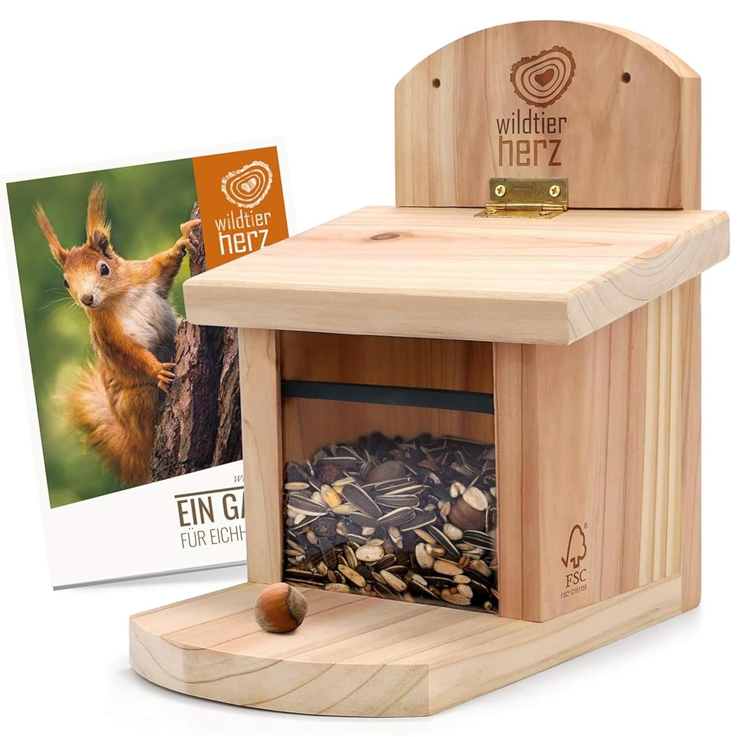 Wildlife Heart Squirrel Feeding House | Weatherproof | Solid Wood Construction | Squirrel Nest and Feeder | Ideal for Squirrels