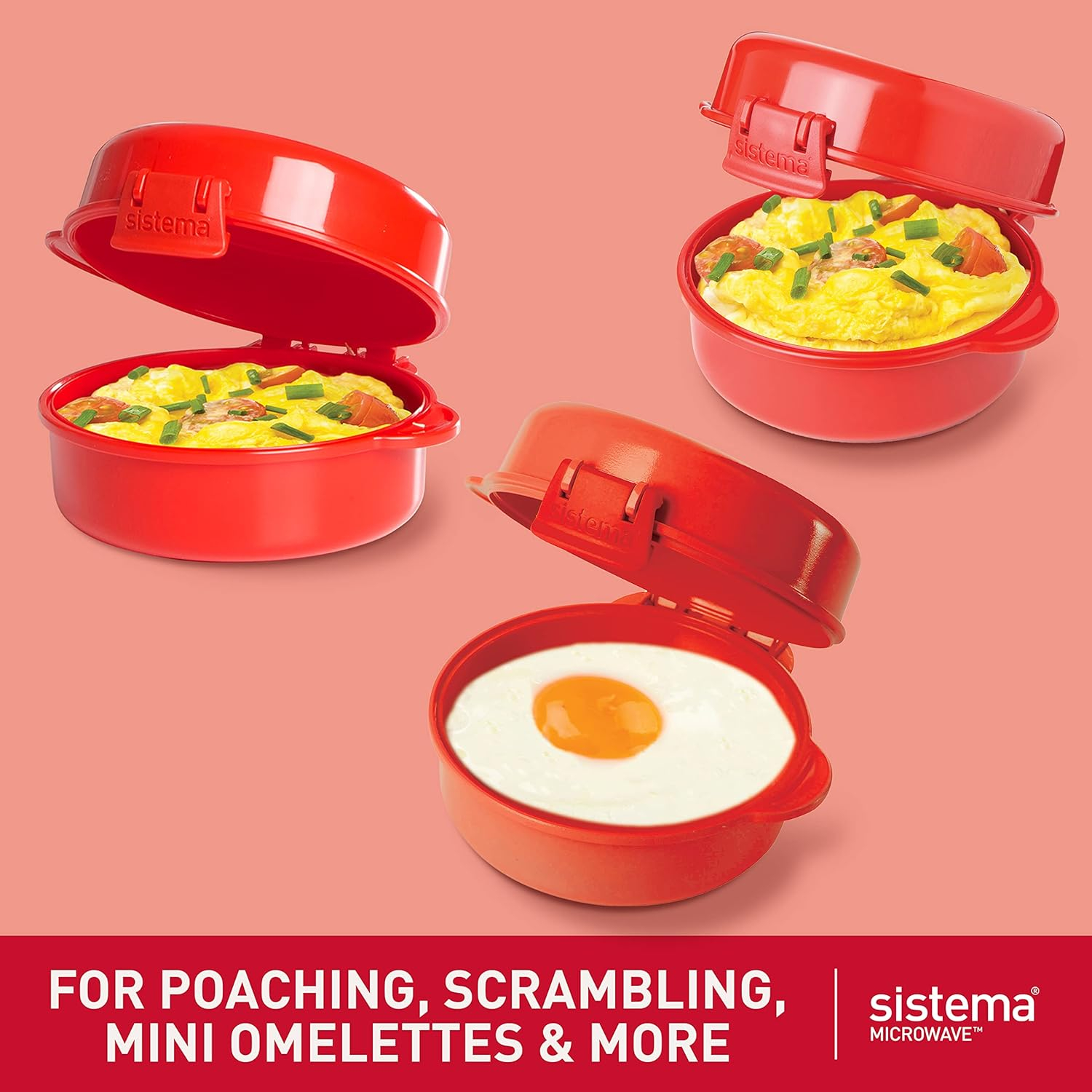 Sistema Microwave Cookware Easy Eggs, Red, 9.16 Oz/271 ml Single Breakfast