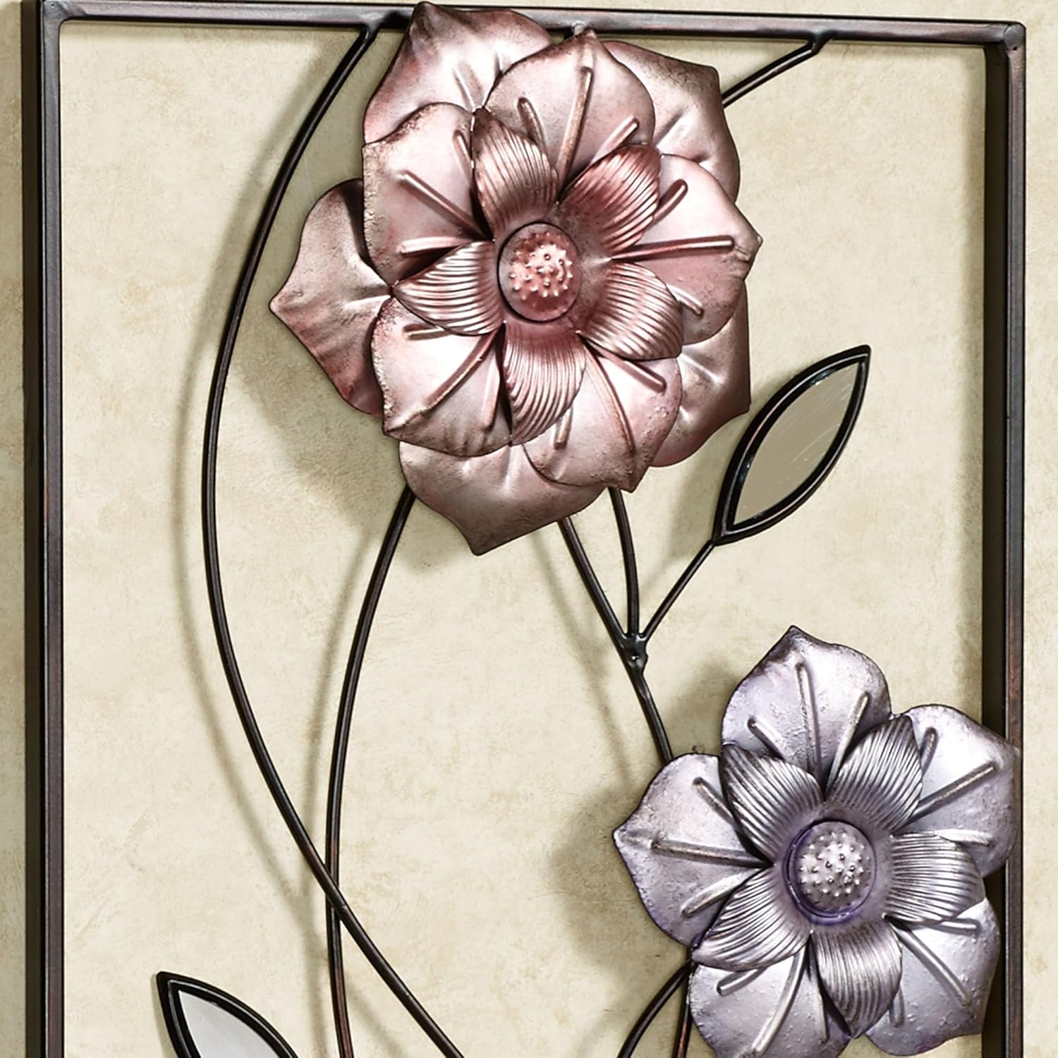 Glorious Summer Floral Rectangular Wall Art Panels with Metallic Accents