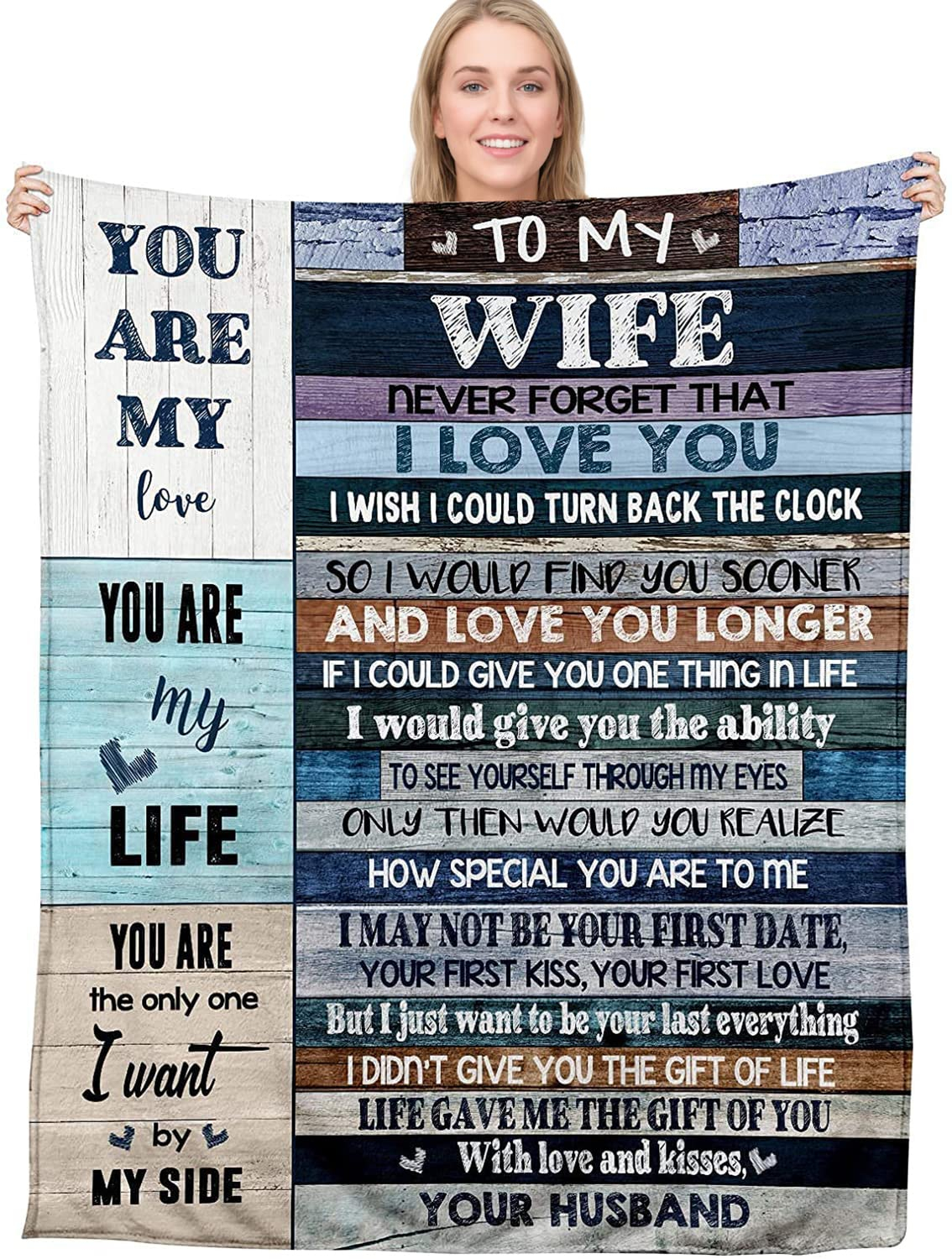 Anniversary Romantic Gift for Wife, Ultra-Soft Micro Fleece Sherpa Throw Blanket, Christmas Day Gifts for Her, Wife Birthday Gifts from Husband, for Bedding Sofa and Travel