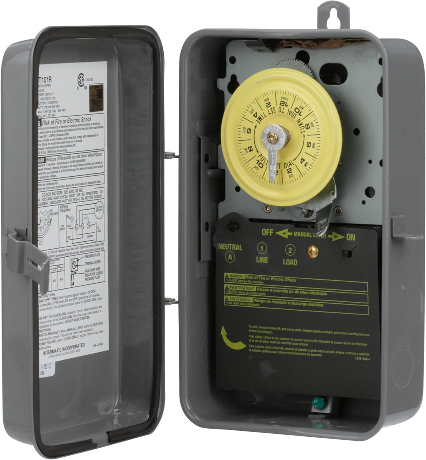 Intermatic Indoor and Outdoor Mechanical Timer Switch 120 V Gray