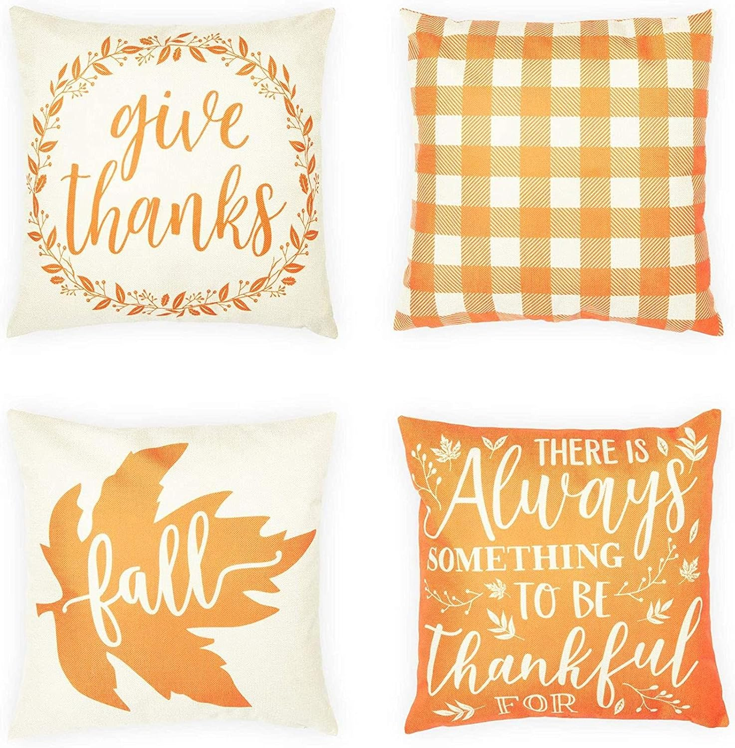 Okuna Outpost Fall Thanksgiving Throw Pillow Covers (18 x 18 in, 4 Designs, 4 Pack)