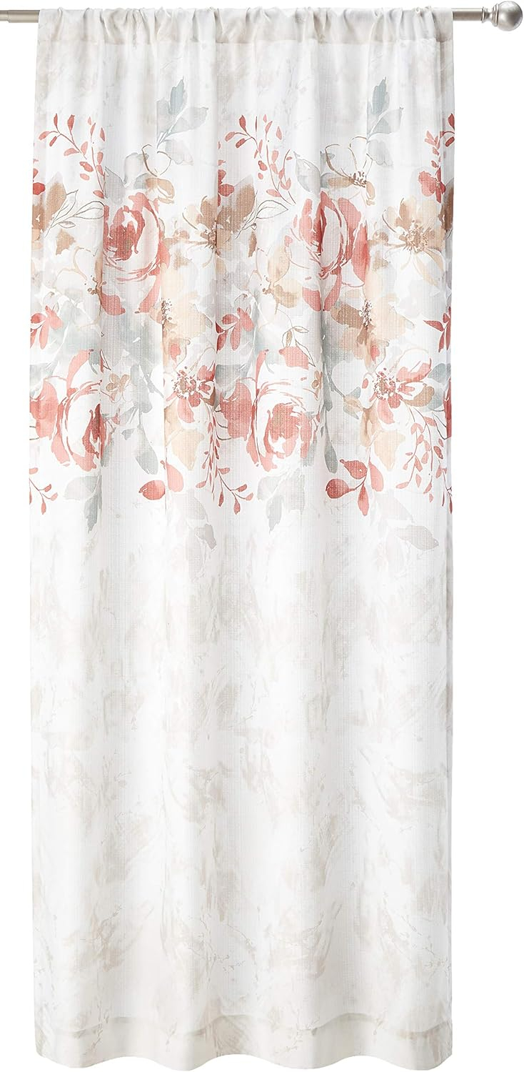 CHF Watecolor Floral Indoor , 100% Polyester , Light Filtering Single Panel Rod Pocket , Spice , 50"x84"