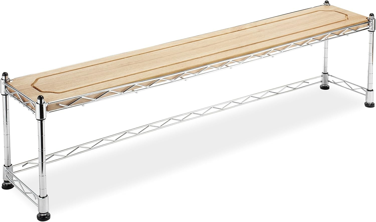 Whitmor Supreme Sink Shelf - Multiuse Organizer - Wood and Chrome 40lb Capacity - Silver