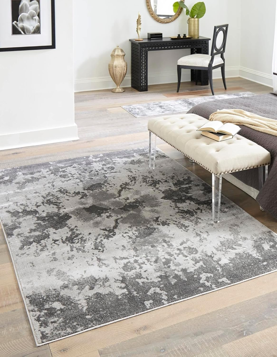 Unique Loom Metro Collection Area Rug - Space (4' 1" x 6' 1" Rectangle Light Gray/Gray)