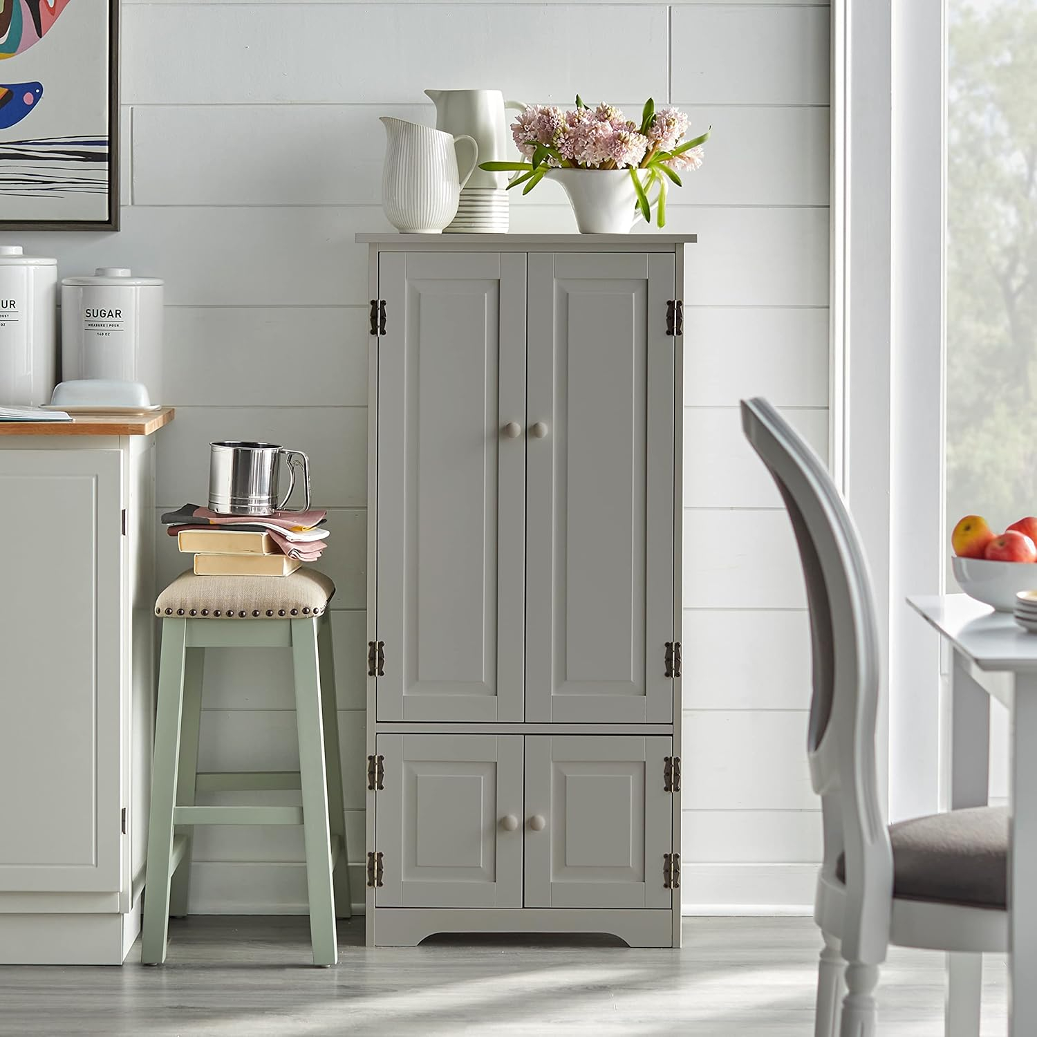 Simple Living Products Adjustable Storage Cabinet, with Fixed Shelves, Wood Composite Mint