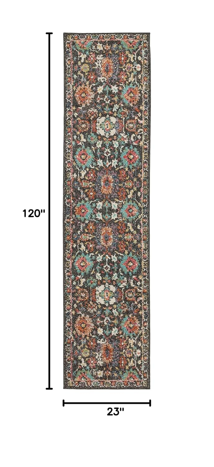 Norwood Multi-Color Synthetic 2' x 10' Non-Slip Runner Rug