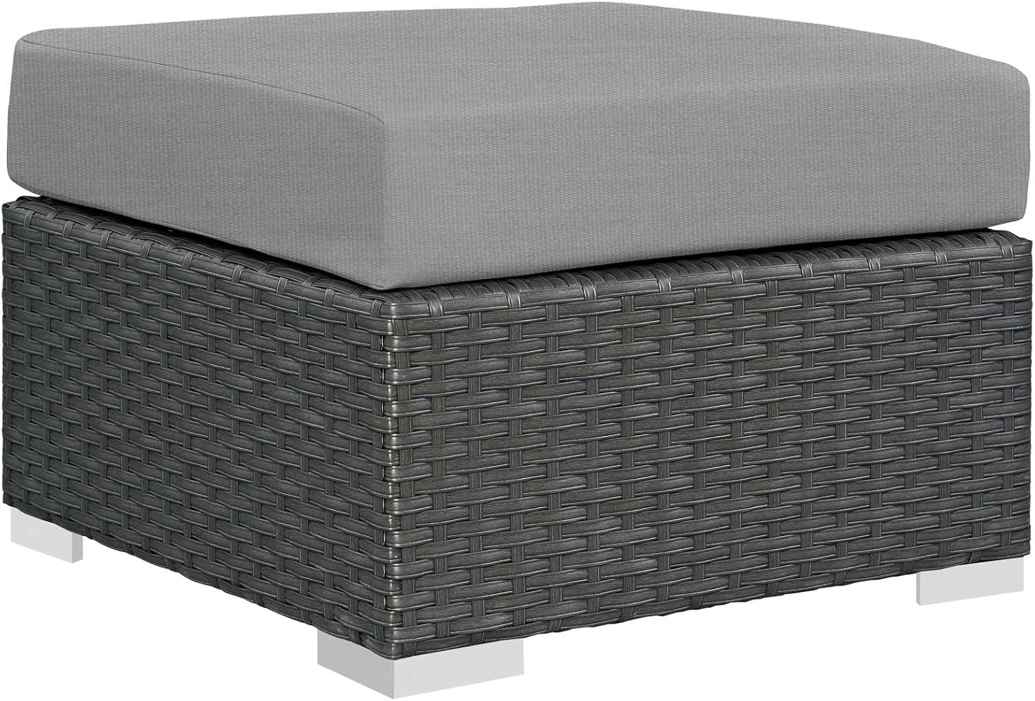 Modway Sojourn Aluminum and Rattan Patio Ottoman in Canvas/Gray