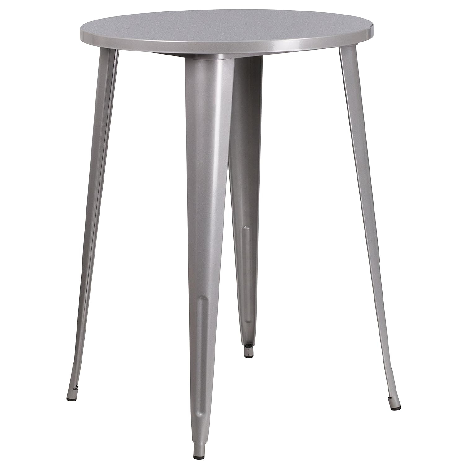 Flash Furniture Commercial Grade 30" Round Silver Metal Indoor-Outdoor Bar Height Table