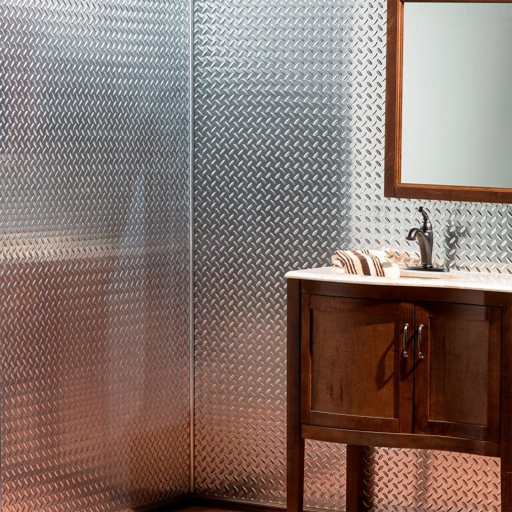 FASADE - 4' x 8' x .013" Diamond Plate Brushed Aluminum Decorative Vinyl Wall Panel