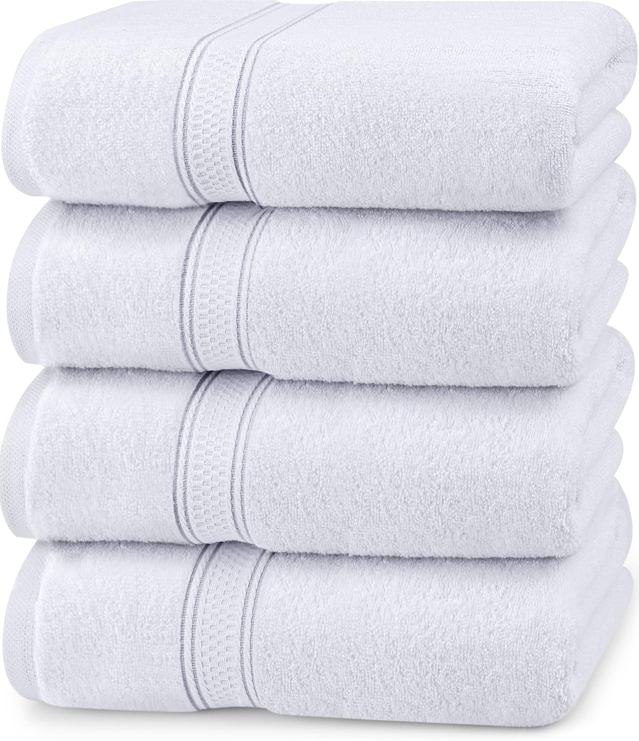 Utopia Towels 4 Pack Bath Towels Set, 100% Ring Spun Cotton, Soft and Highly Absorbent Wash Towels for Body and Showering – Perfect for Daily Use (27 x 54 Inches)(White)
