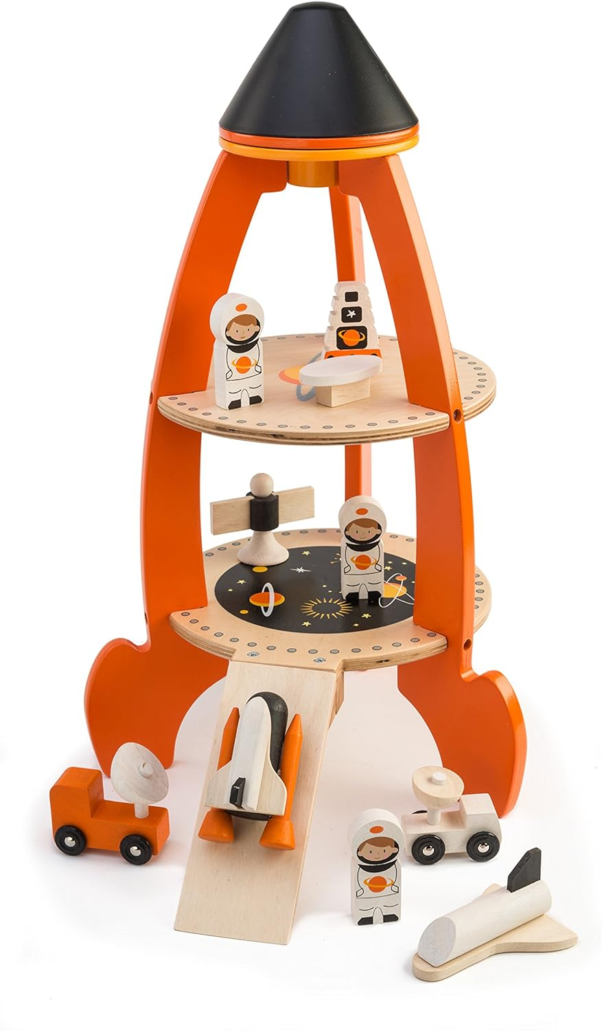 Cosmic Rocket Wooden Playset with Astronauts and Space Shuttles