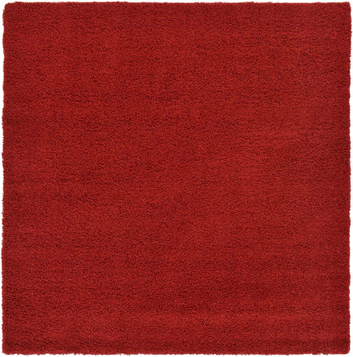 Unique Loom Solid Shag Collection Area Rug (8' Square, Cherry Red)