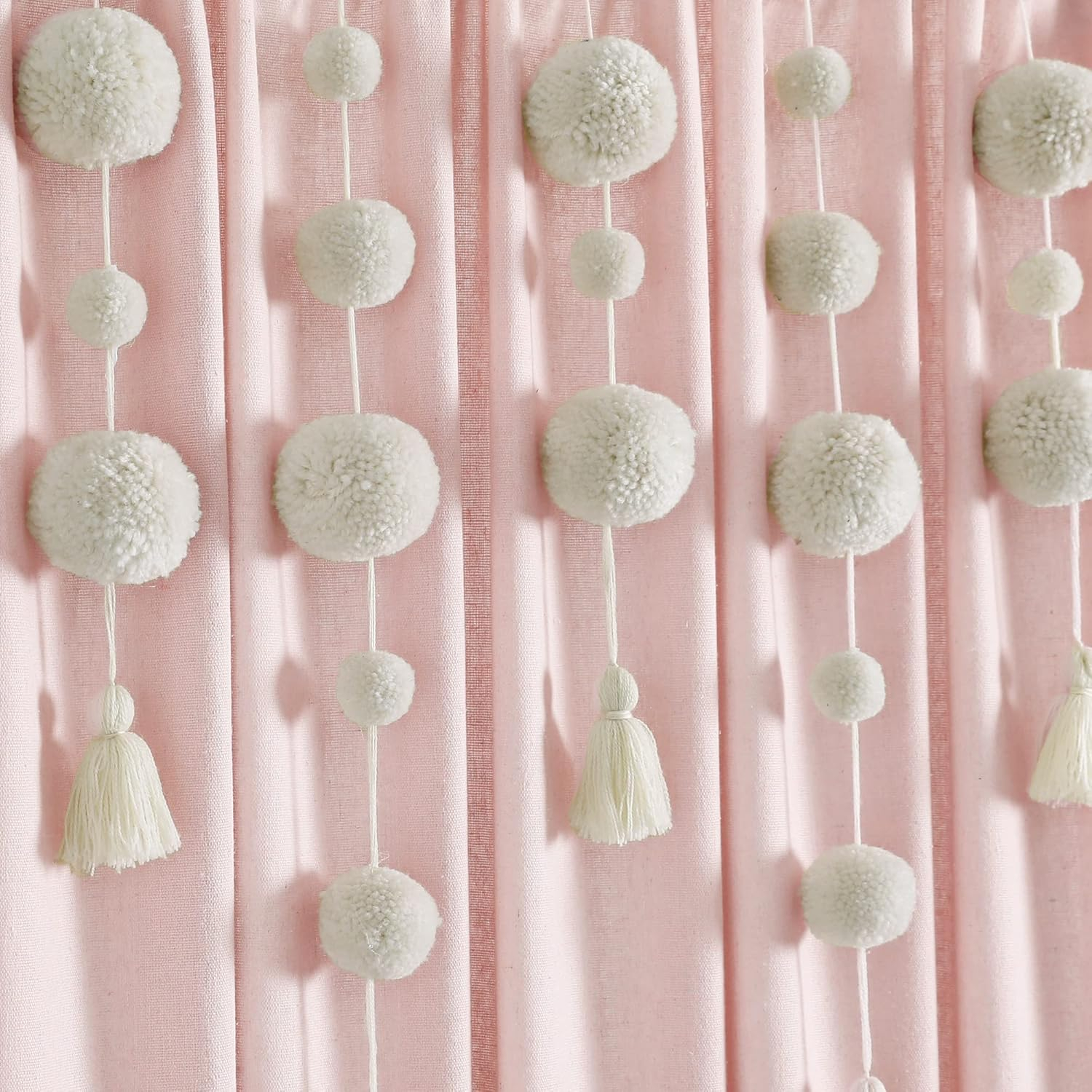 Lush Decor Boho Macrame Tassel Single Window Curtain Panel - Gray - 84 x 40