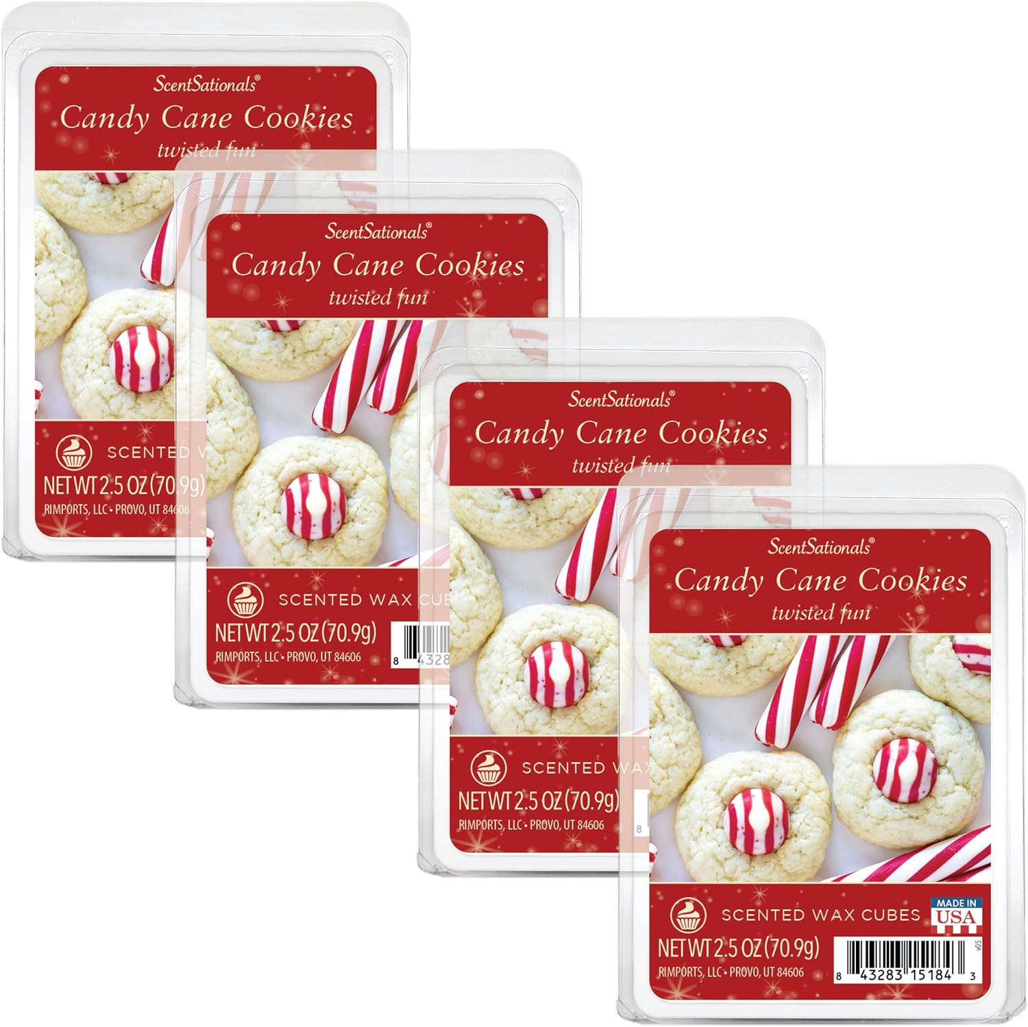 Candy Cane Cookies Holiday Scented Wax Melts 2.5 oz 4-Pack
