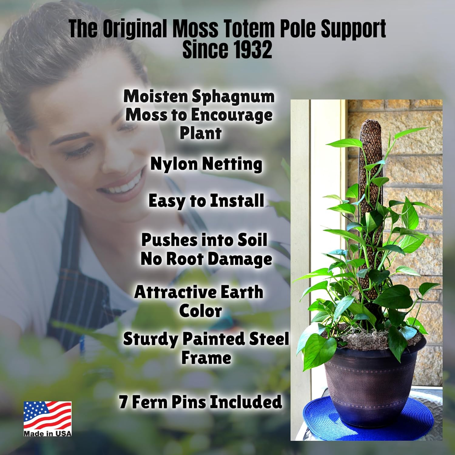 Mosser Lee Sphagnum Moss Pole for Indoor Plants, Monstera Moss Pole, Plant Pole Made in USA - Ideal for Climbing Plants, Enhances Plant Growth & Stability - 30" Height