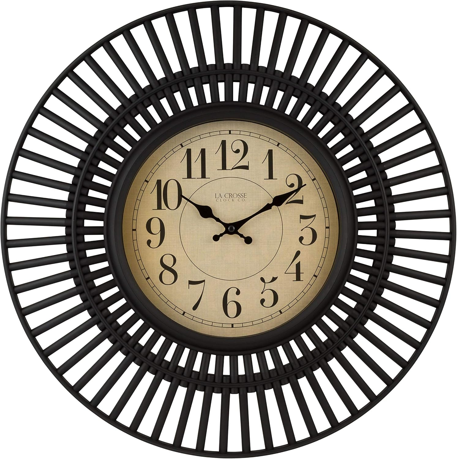 La Crosse Clock 20-inch Covington Contemporary Black Quartz Analog Wall Clock, 404-3051