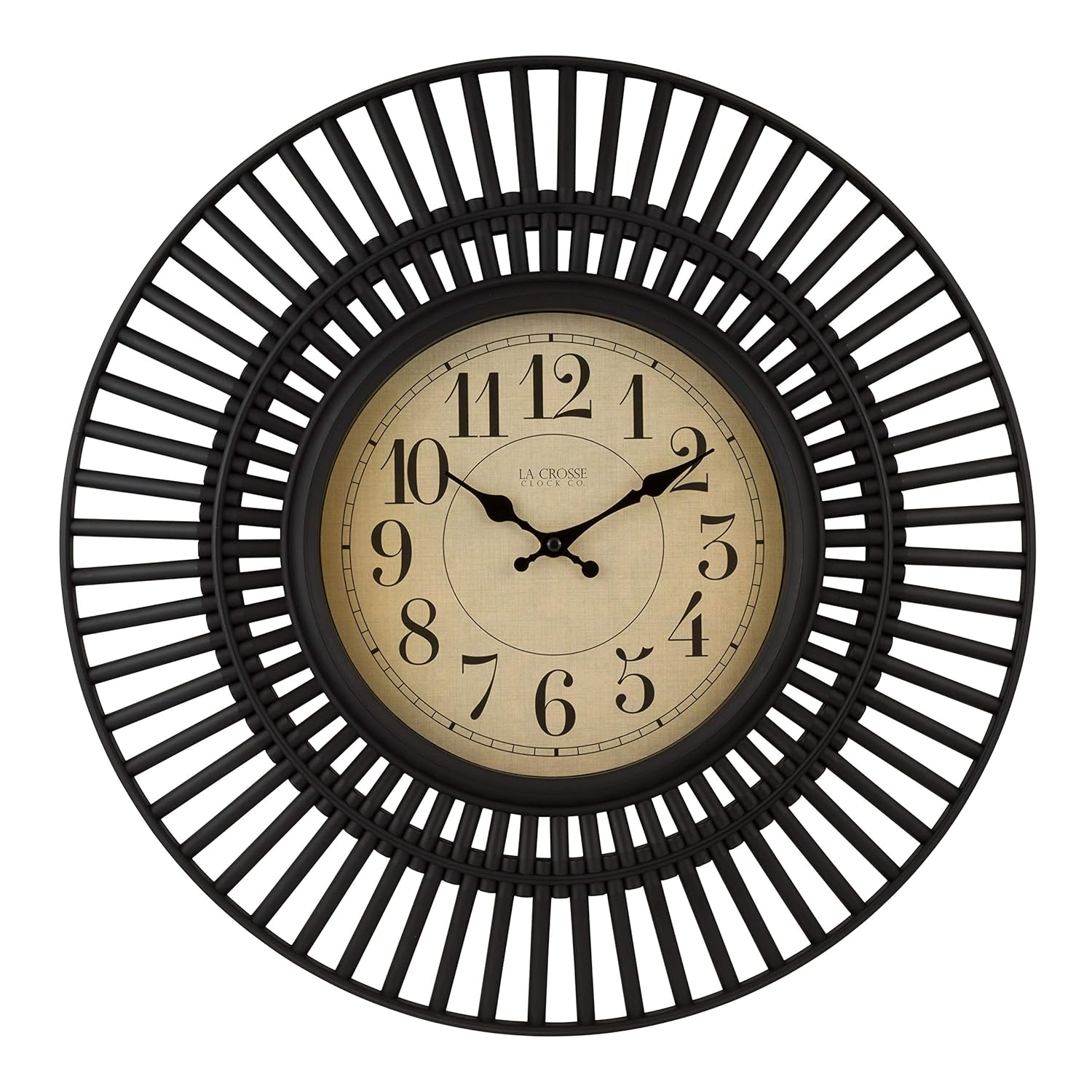 La Crosse Clock 20-inch Covington Contemporary Black Quartz Analog Wall Clock, 404-3051