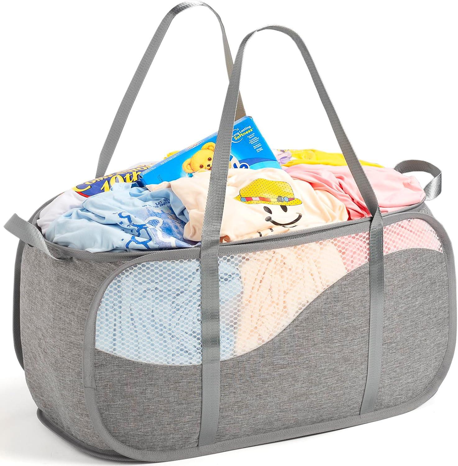 Pop-Up Laundry Hamper with Reinforced U-Shaped Handle - 1.5 Load Capacity Collapsible Basket, Magnetic Closure, Anti-Snap Safety Design, Fits in Washer/Dryer Gaps