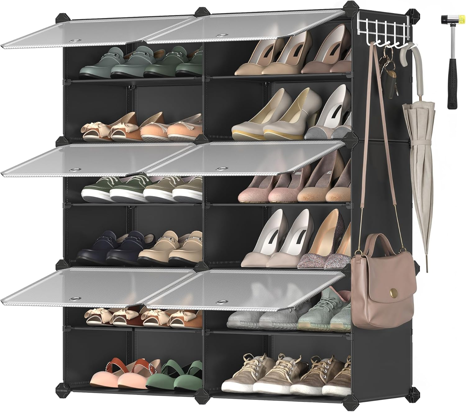 SONGMICS Shoe Rack Organizer, 6-Tier Shoe Storage Cabinet for Closet and Entryway, Holds 24 Pairs of Shoes, Adjustable, Black ULPC033B01