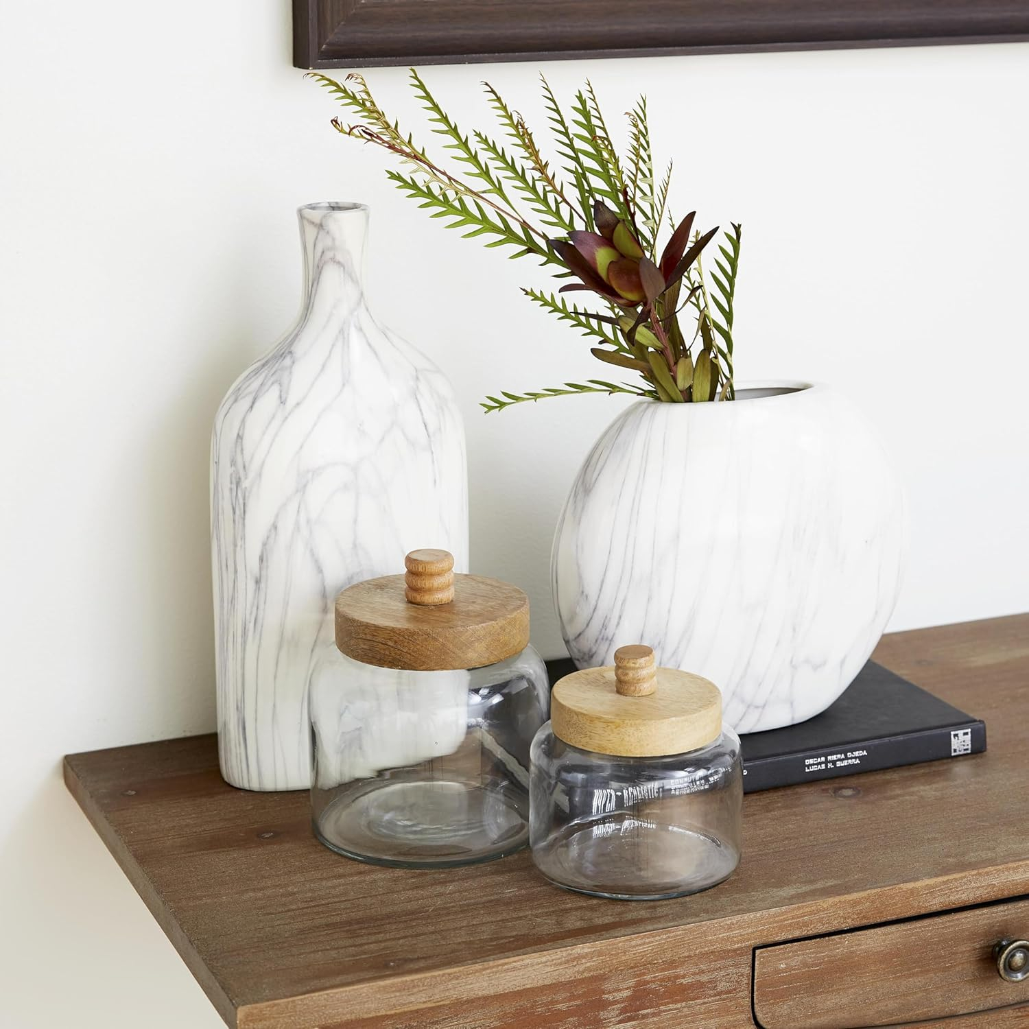 DecMode 5" x 6" Clear Glass Canisters with Wood Lids, 2-Pieces
