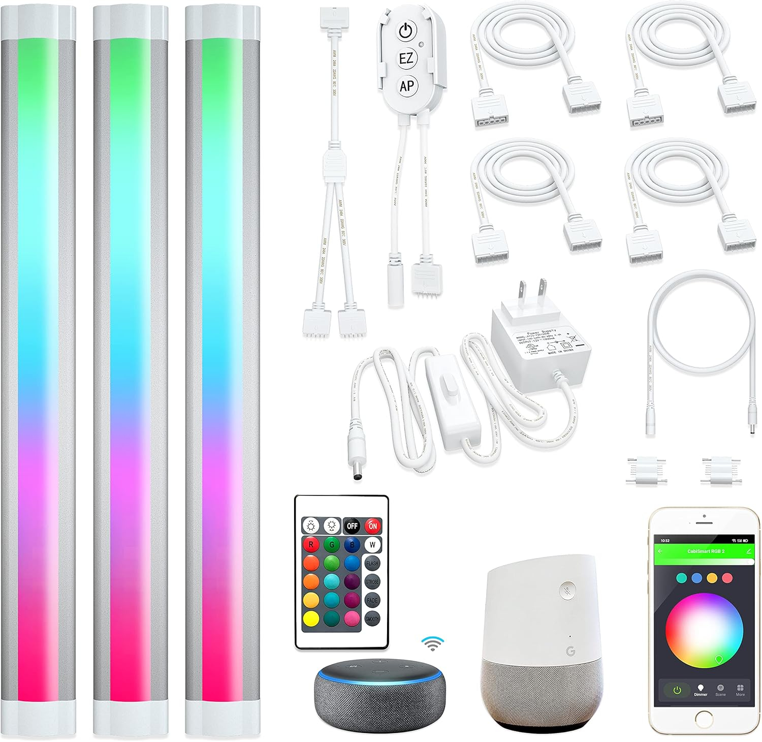 Smart Under Cabinet Lighting Multi Colors LED Strip Lights,Works with Alexa,Google,APP,Music Sync Light Strips for Under Bed,Gaming Room Decor,Kitchen,TV Monitor Backlight,Display Case Wall Light,3PCS