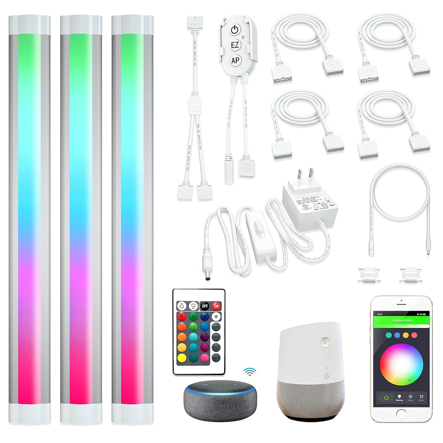Smart Under Cabinet Lighting Multi Colors LED Strip Lights,Works with Alexa,Google,APP,Music Sync Light Strips for Under Bed,Gaming Room Decor,Kitchen,TV Monitor Backlight,Display Case Wall Light,3PCS